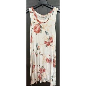 White Floral Sleeveless Dress